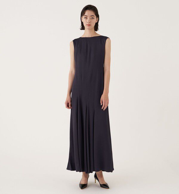 DES PRES「グロッシーサテン シームフレアワンピース」|ワンピース|