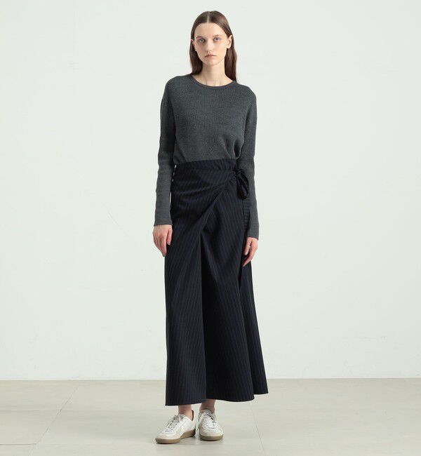 BACCA「ストライプギャバ ラップロングスカート」|スカート|