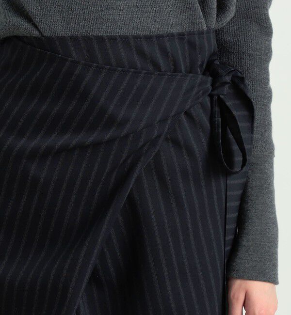 BACCA「ストライプギャバ ラップロングスカート」|スカート|