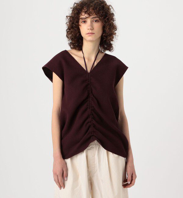 BACCA「ワッフルクロス ギャザードブラウス」|シャツ・ブラウス|