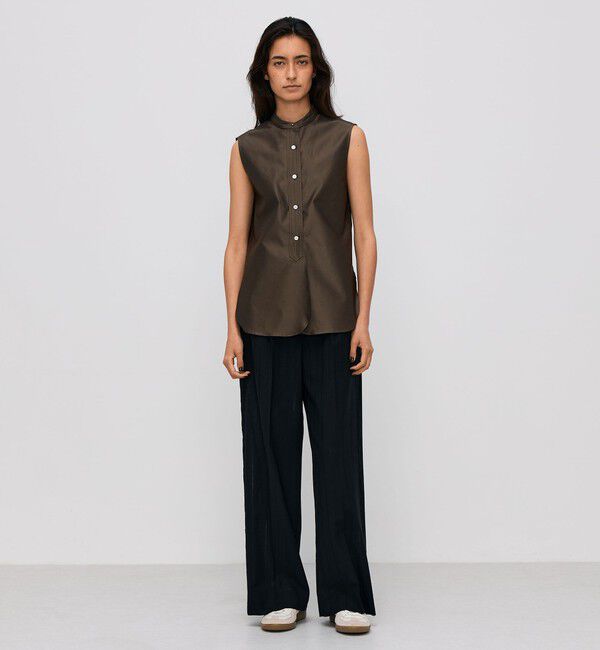 BACCA「コットンバックサテン ノースリーブブラウス」|シャツ・ブラウス|