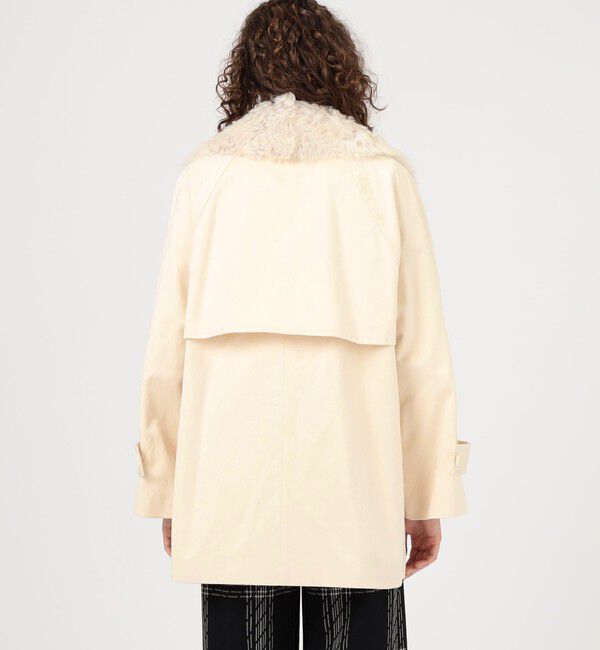 DES PRES「コットンサテン ムートンカラーコート」|トレンチコート|