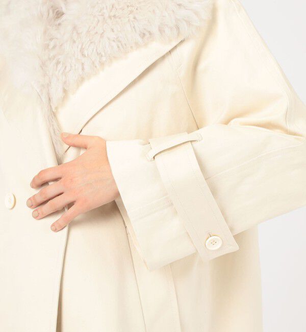 DES PRES「コットンサテン ムートンカラーコート」|トレンチコート|