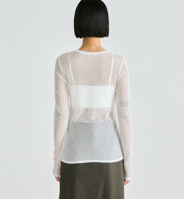 Edition「シアーストライプ ロングスリーブトップス」|Tシャツ・カットソー|