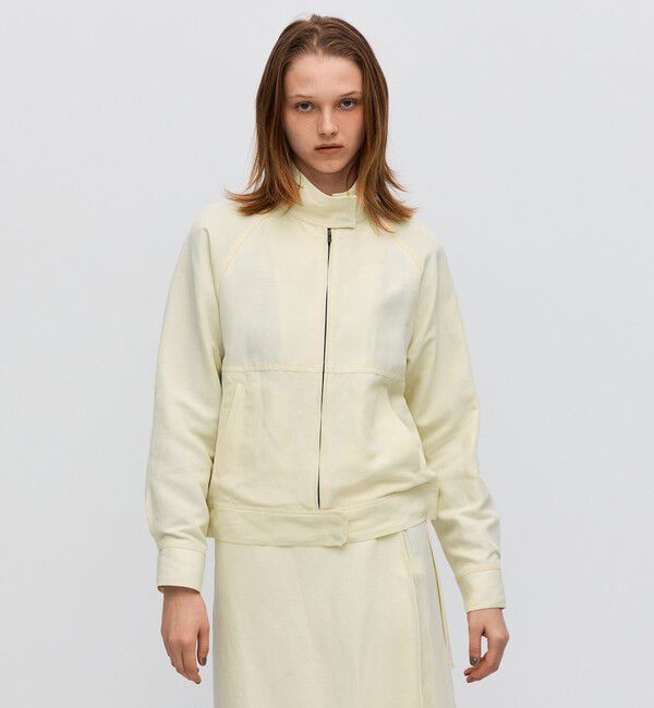 BACCA「ナイロンリネンビンテージギャバジン ジップアップブルゾン」|ブルゾン・スタジャン|