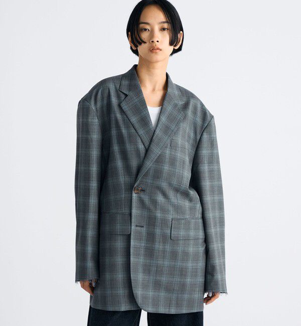 Edition「Super140's ウールトロピカル チェックオーバーサイズドジャケット」|テーラードジャケット|