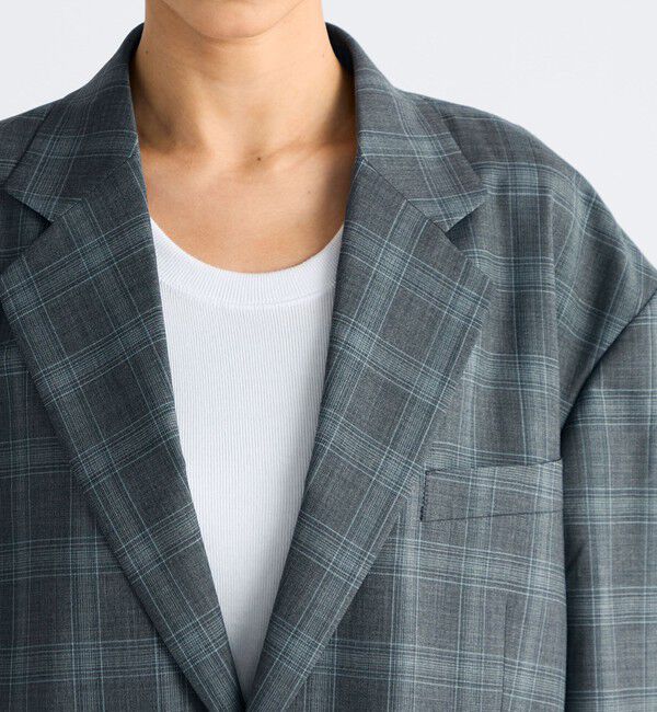 Edition「Super140's ウールトロピカル チェックオーバーサイズドジャケット」|テーラードジャケット|