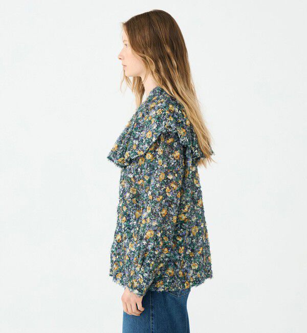 SOULEIADO「ラメカットジャカード ワイドカラーブラウス」|シャツ・ブラウス|