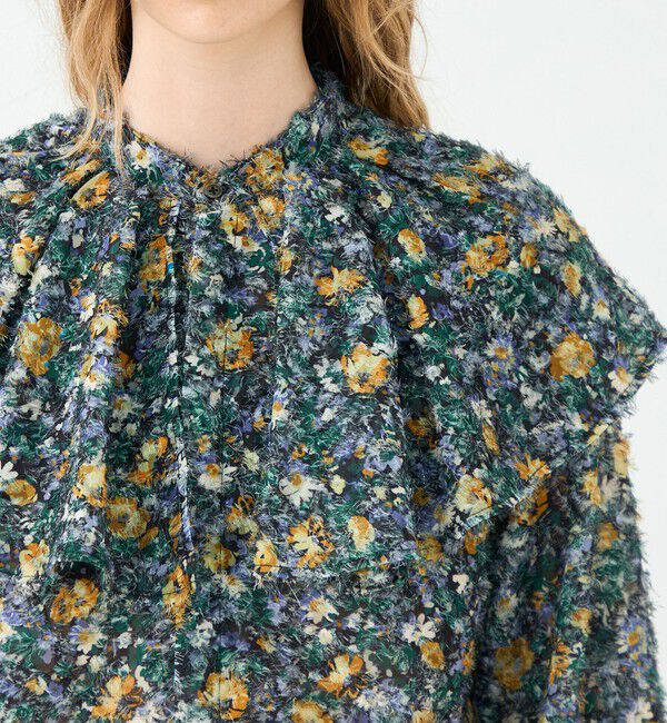 SOULEIADO「ラメカットジャカード ワイドカラーブラウス」|シャツ・ブラウス|