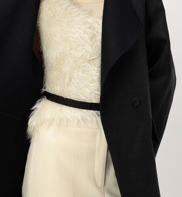 DES PRES「ダブルフェイスツイル オープンカラーコート」|ノーカラーコート|