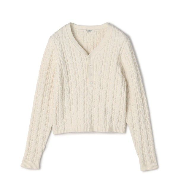 MACPHEE「ハイブリットコットンケーブル Vネックプルオーバー」|ニット・セーター|11 ホワイト