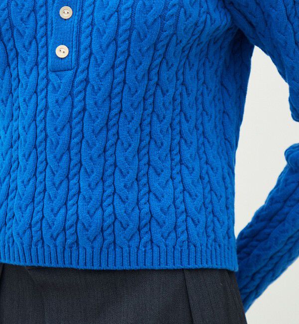 MACPHEE「ハイブリットコットンケーブル Vネックプルオーバー」|ニット・セーター|