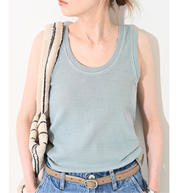 SLOBE IENA「《追加》コットンテレコタンクトップ」|タンクトップ|サックスブルー B