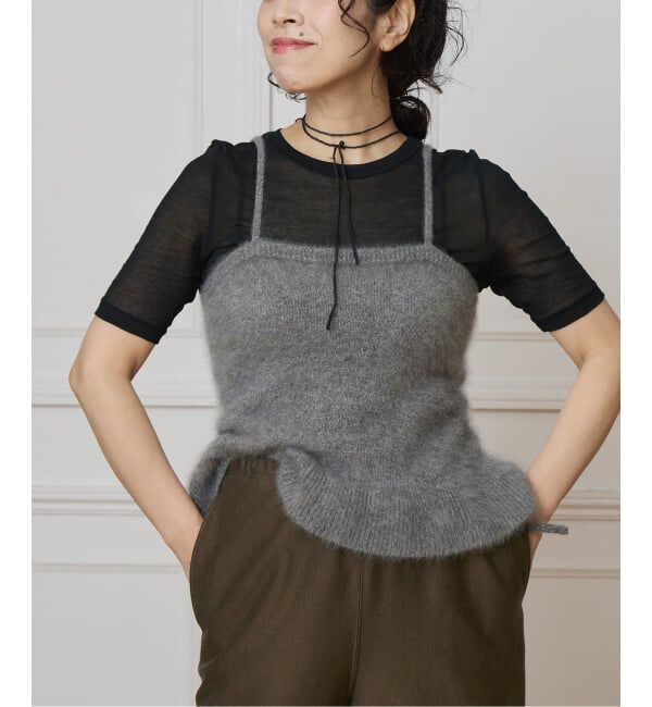 IENA LA BOUCLE「IENA LA BOUCLE ファーニットキャミソール」|ニット・セーター|グレーA