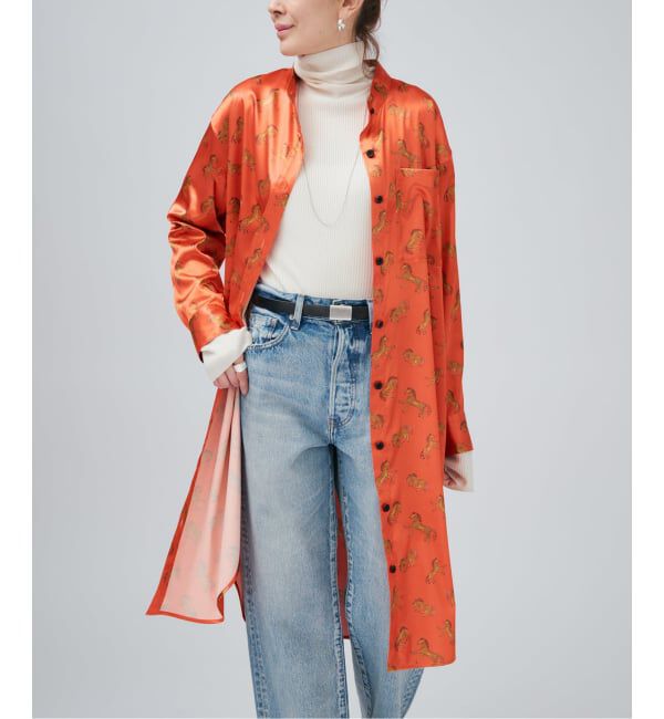 VERMEIL par iena「Horsey Pattern シャツワンピース」|ワンピース|オレンジ