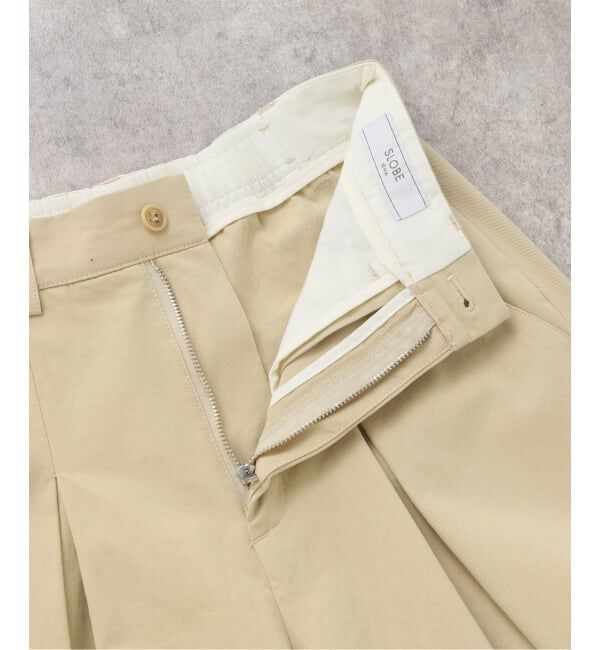 SLOBE IENA「パウダリーチノタックカーブトラウザー」|チノ|
