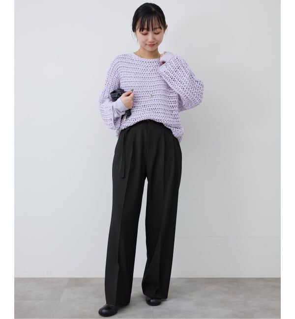 SLOBE IENA「《4サイズ展開/予約》ベルテット2タックストレートパンツ」|スラックス|