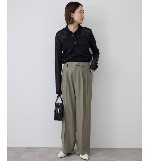 SLOBE IENA「《4サイズ展開/予約》ベルテット2タックストレートパンツ」|スラックス|