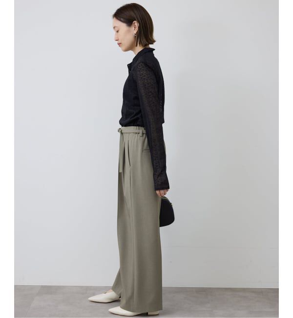 SLOBE IENA「《4サイズ展開/予約》ベルテット2タックストレートパンツ」|スラックス|