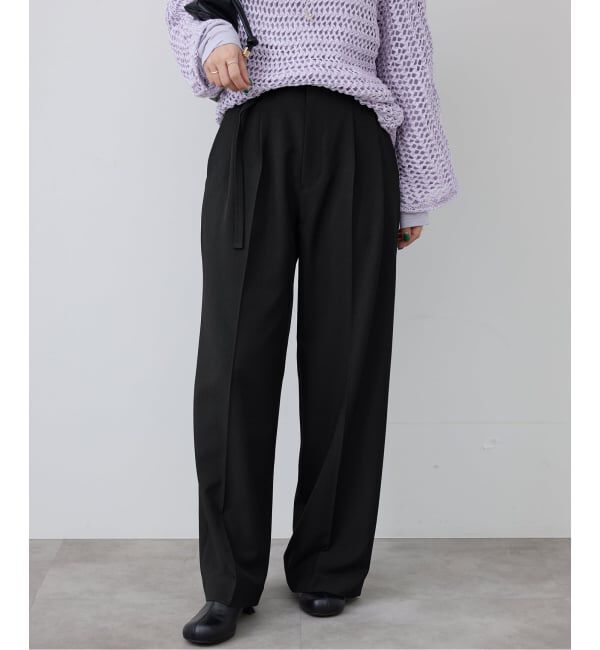 SLOBE IENA「《4サイズ展開/予約》ベルテット2タックストレートパンツ」|スラックス|