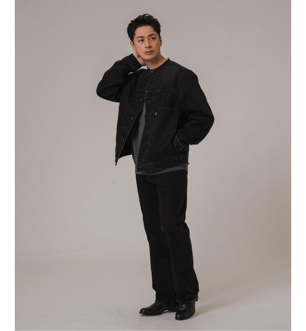 EDIFICE「《再入荷》Levi&rsquo;s(リーバイス) 別注 Type 1 Trucker Jacket BLACK "COLLARLESS"」|デニムジャケット|