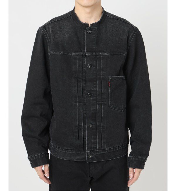 EDIFICE「《再入荷》Levi&rsquo;s(リーバイス) 別注 Type 1 Trucker Jacket BLACK "COLLARLESS"」|デニムジャケット|