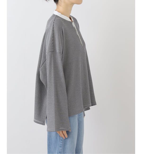 journal standard luxe「テレコボーダー ヘンリーネックプルオーバー」|Tシャツ・カットソー|