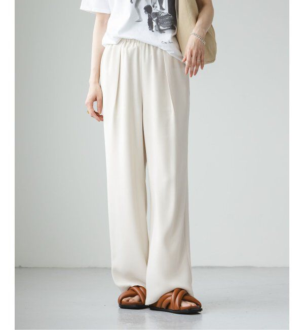 NOBLE「【洗える】ライトジョーゼットドレープパンツ」|スラックス|