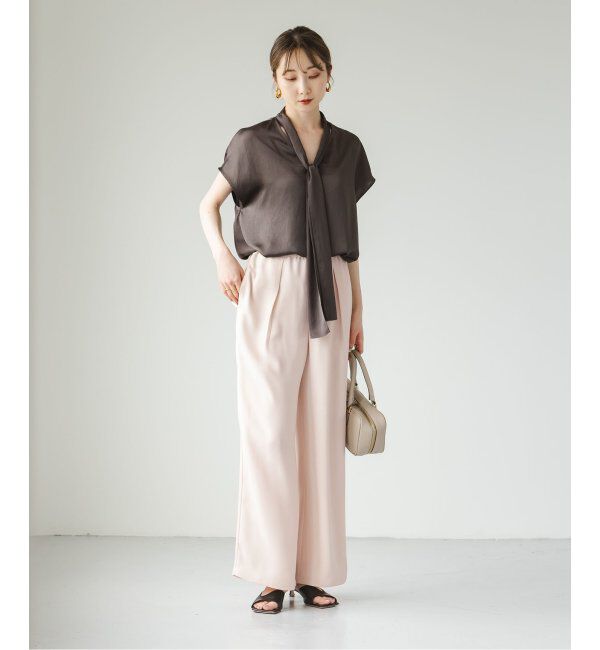 NOBLE「【洗える】ライトジョーゼットドレープパンツ」|スラックス|