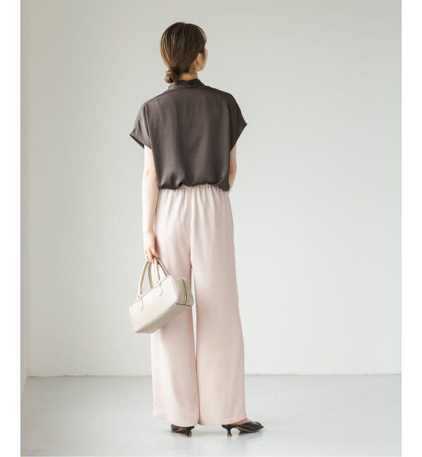 NOBLE「【洗える】ライトジョーゼットドレープパンツ」|スラックス|