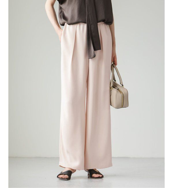 NOBLE「【洗える】ライトジョーゼットドレープパンツ」|スラックス|