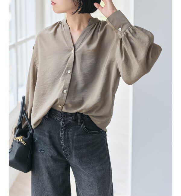 Spick and Span「《一部店舗+WEB限定》袖ボリュームスキッパーブラウス」|シャツ・ブラウス|