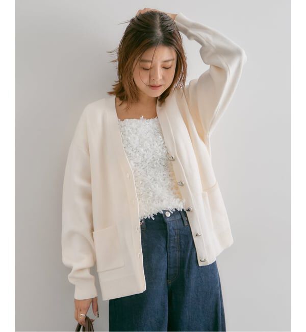U by SPICK&SPAN「《追加》ハートボタンVカーディガン」|カーディガン|