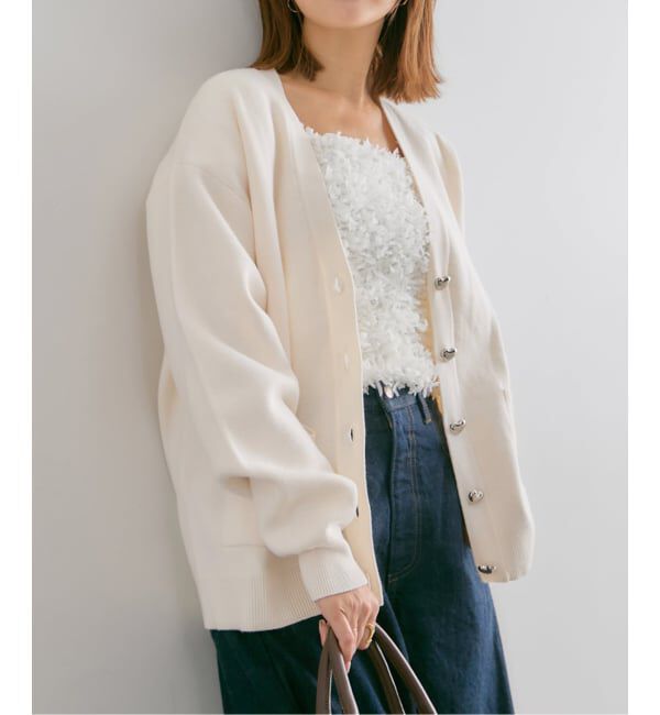 U by SPICK&SPAN「《追加》ハートボタンVカーディガン」|カーディガン|ナチュラル