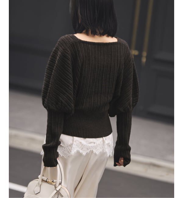 NOBLE「カシュクールランダムリブニットプルオーバー」|ニット・セーター|