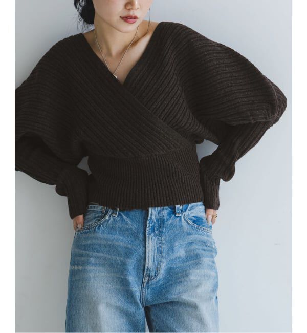 NOBLE「カシュクールランダムリブニットプルオーバー」|ニット・セーター|