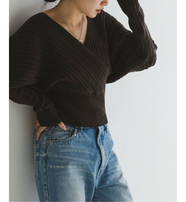 NOBLE「カシュクールランダムリブニットプルオーバー」|ニット・セーター|