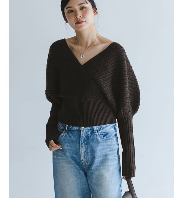 NOBLE「カシュクールランダムリブニットプルオーバー」|ニット・セーター|