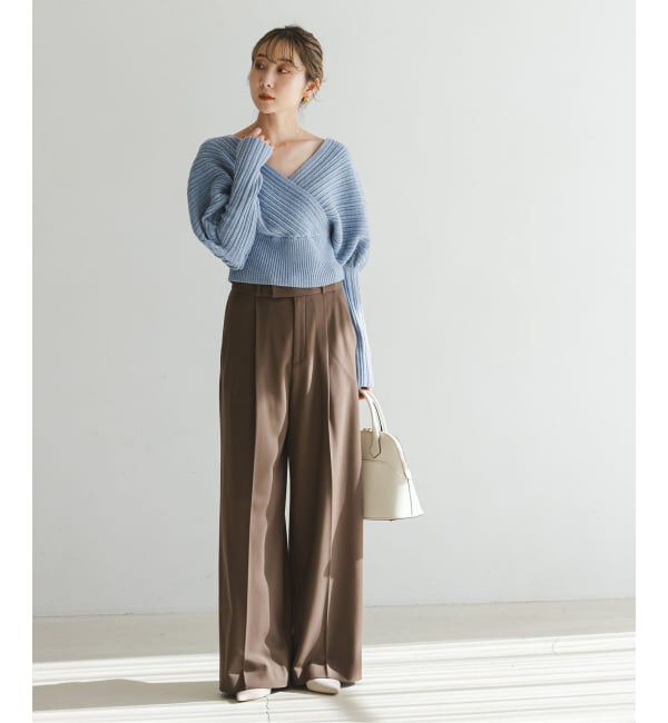 NOBLE「カシュクールランダムリブニットプルオーバー」|ニット・セーター|