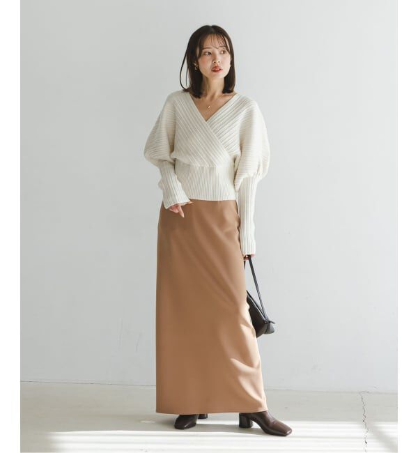 NOBLE「カシュクールランダムリブニットプルオーバー」|ニット・セーター|