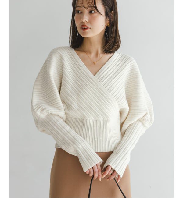 NOBLE「カシュクールランダムリブニットプルオーバー」|ニット・セーター|