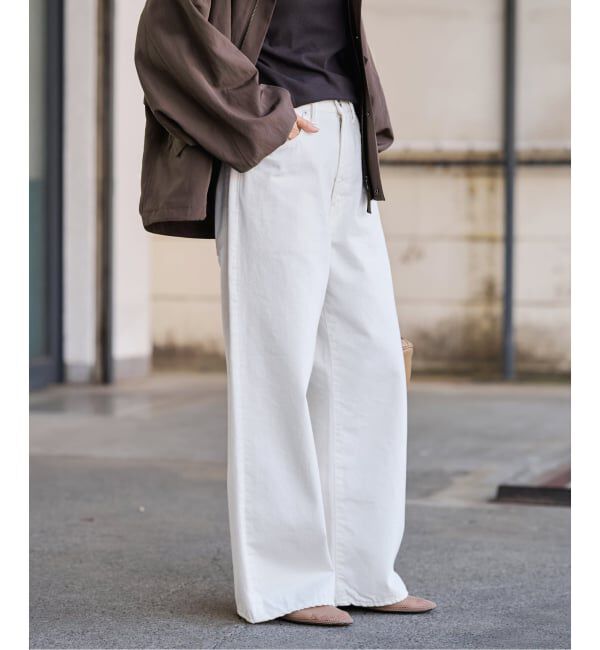 FRAMeWORK「ルーズストレートデニムパンツ」|デニム|ホワイト