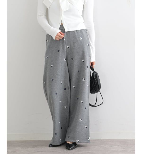 U by SPICK&SPAN「ルーズストレート刺繍スウェットパンツ」|その他|グレー