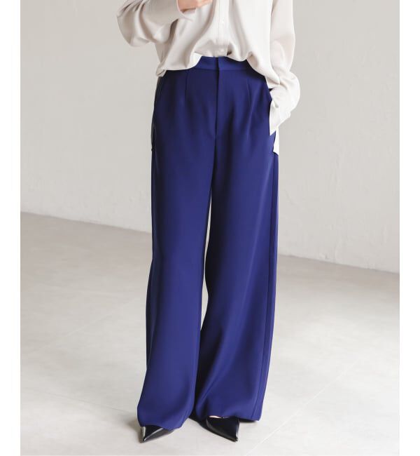 NOBLE「サイドラインピンタックパンツ」|スラックス|ブルー