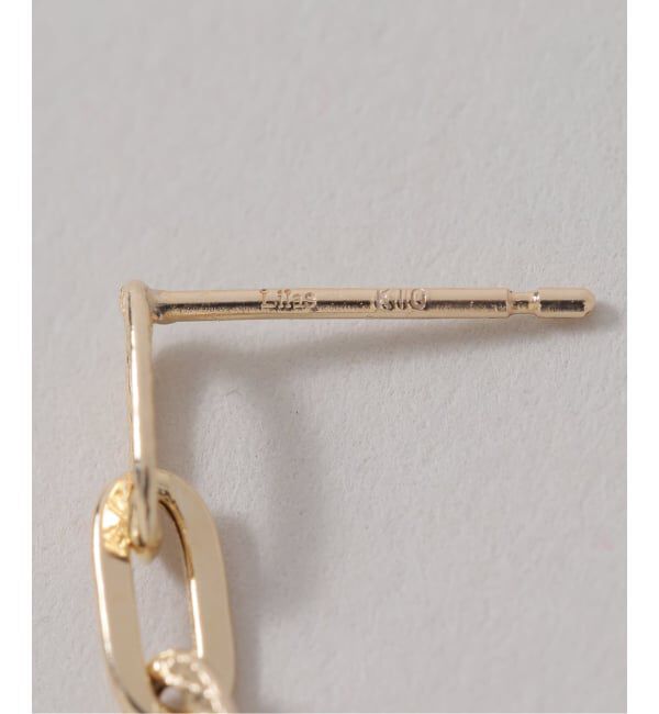 Lilas by Spick&Span「プレイドクリップチェーンピアス K10（両耳）」|ピアス|