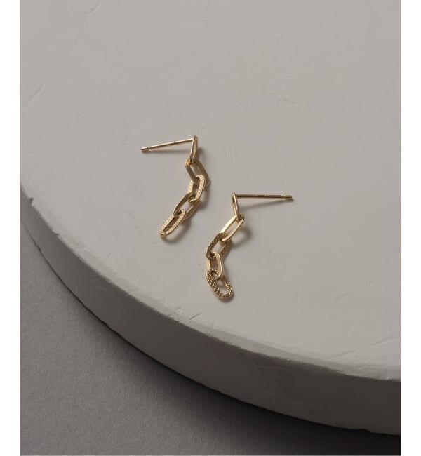 Lilas by Spick&Span「プレイドクリップチェーンピアス K10（両耳）」|ピアス|