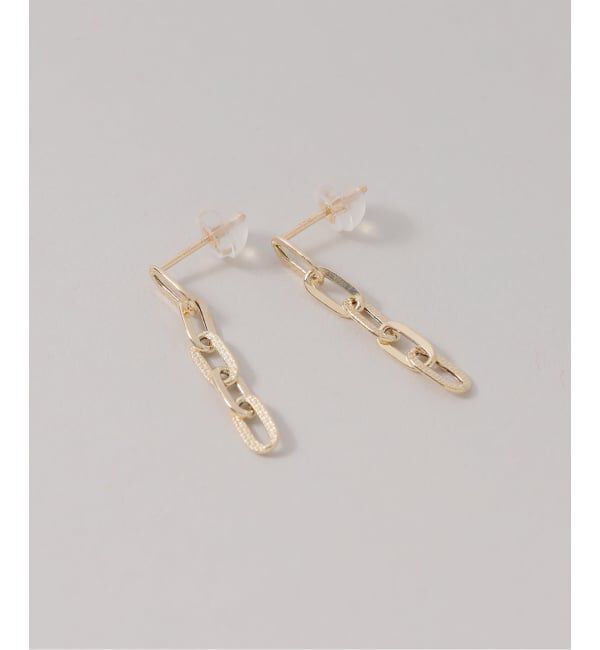 Lilas by Spick&Span「プレイドクリップチェーンピアス K10（両耳）」|ピアス|