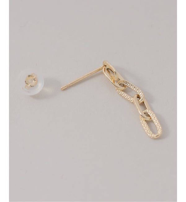 Lilas by Spick&Span「プレイドクリップチェーンピアス K10（両耳）」|ピアス|
