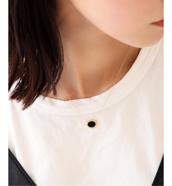 Lilas by Spick&Span「オーバルオニキスフラットネックレス K10」|ネックレス|