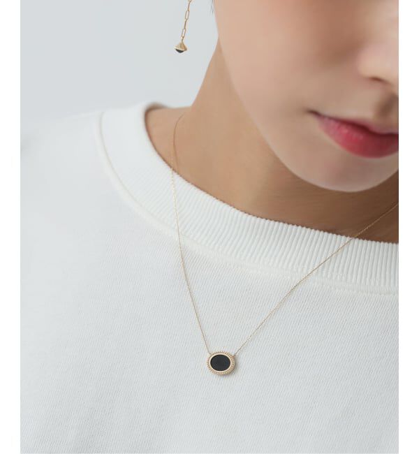 Lilas by Spick&Span「オーバルオニキスフラットネックレス K10」|ネックレス|